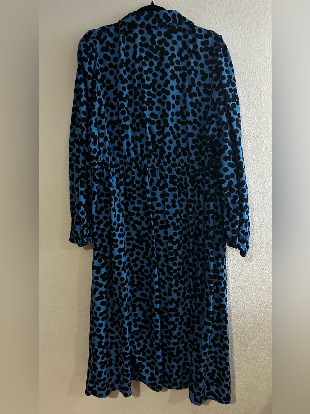 Ava & Viv Blue and Black Polka Dot Midi Dress - Picture 6 of 7